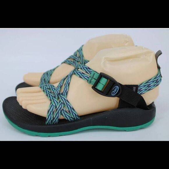 Chaco Double Strap Green Blue Purple Size 5 Euc. - Picture 2 of 8